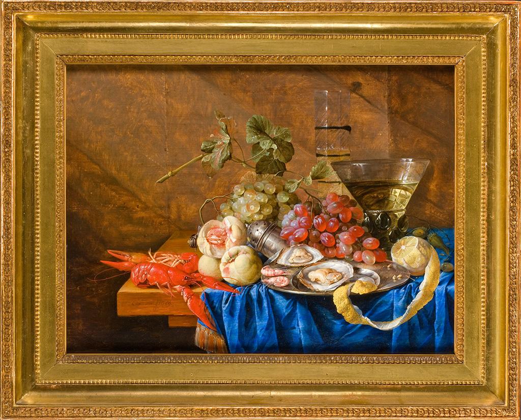 Nature morte de fruits et de fruits de mer