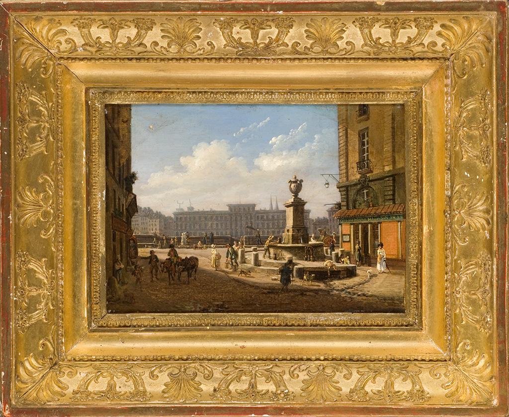 Vue prise de la place de l'Ecole, à Paris