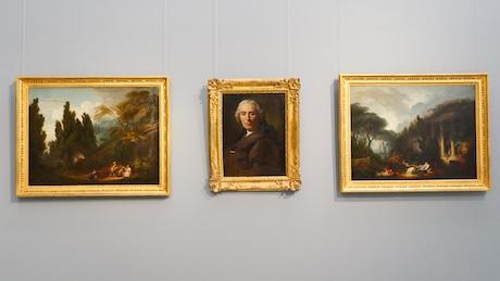 Photo du mur où est accroché le tableau le portrait de Claude-Joseph Vernet